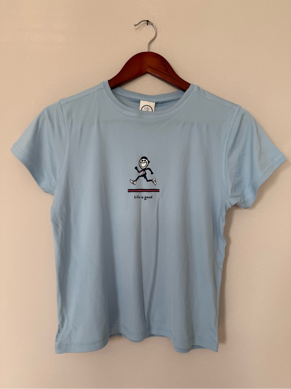 Life Is Good Light Blue Tee with Logo Tag T-shirt